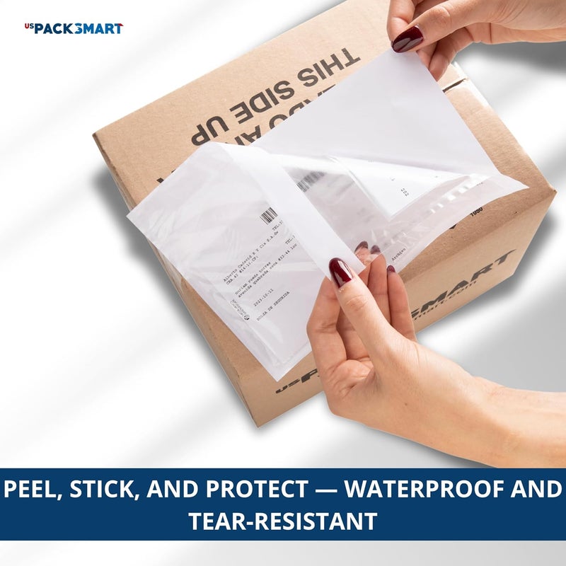 US PACK SMART 500 Units, 4.5"x5.5" Clear Packing List Shipping Label Envelopes - Heavy Duty Adhesive, Ideal for Labels, Invoices & Documents - Image 4